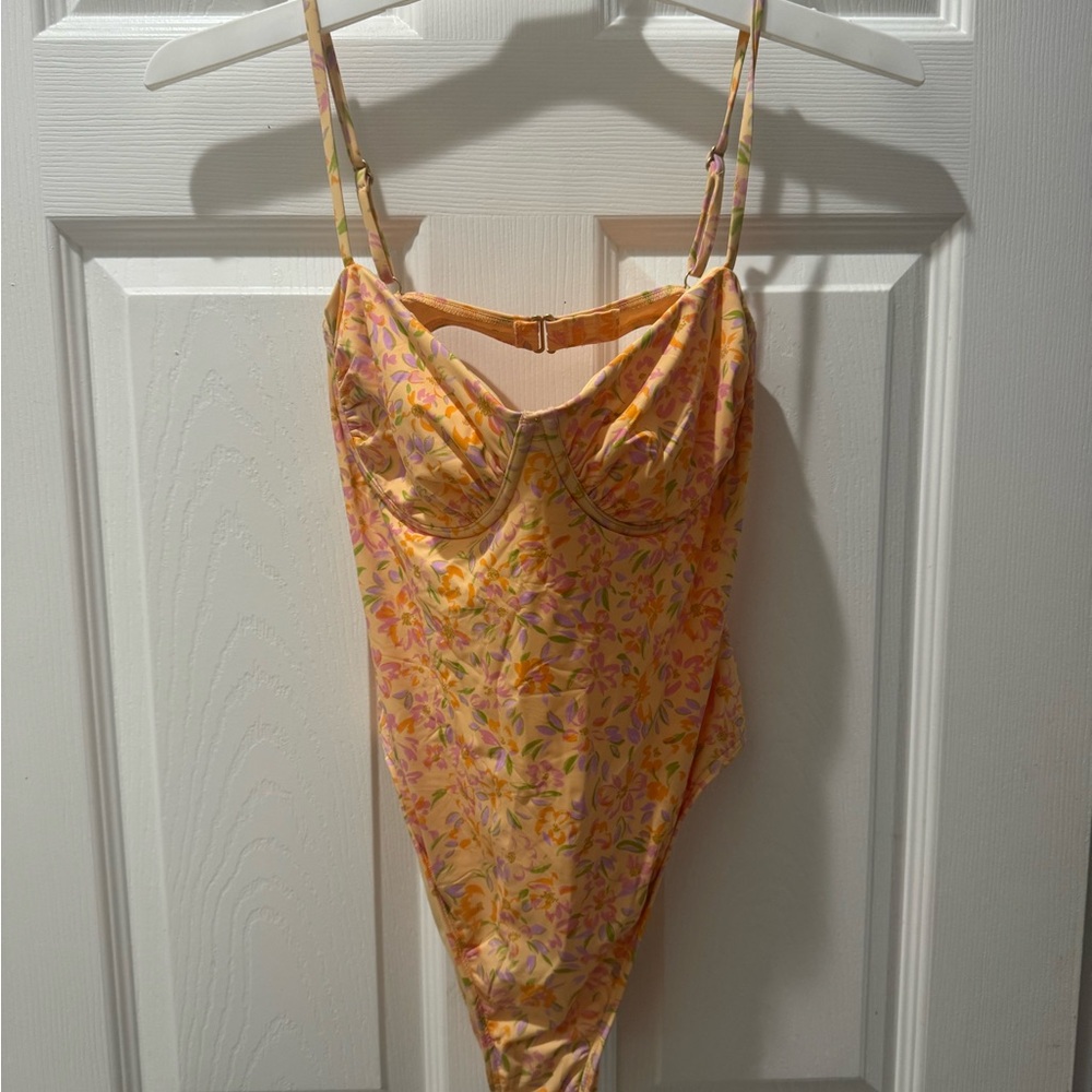 Billabong Yellow Floral One-Piece Swimsuit